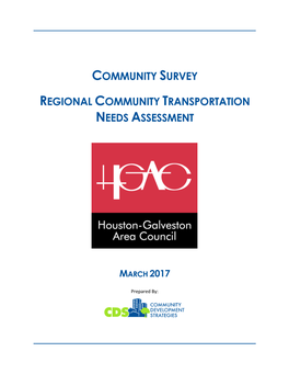 Community Survey Regional Community Transportation Needs Assessment