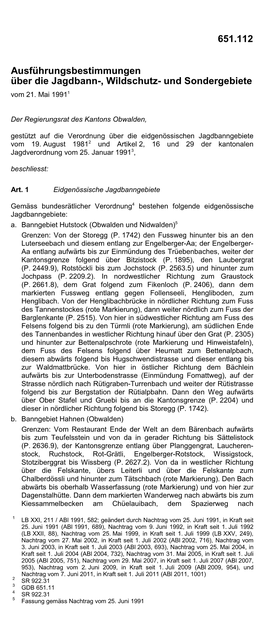 651.112 Ausführungsbestimmungen Über Die Jagdbann-, Wildschutz- Und Sondergebiete