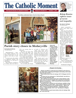 Parish Story Closes in Medaryville Bishop Timothy Er, the L