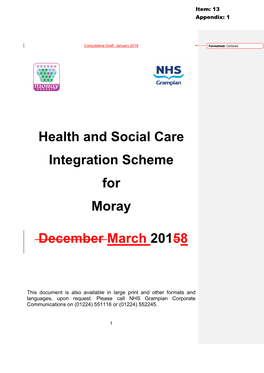 Health and Social Care Integration Scheme for Moray December March 20158