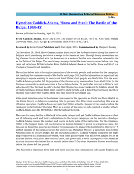 Hymel on Caddick-Adams, 'Snow and Steel: the Battle of the Bulge, 1944-45'