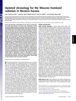 Updated Chronology for the Miocene Hominoid Radiation in Western Eurasia