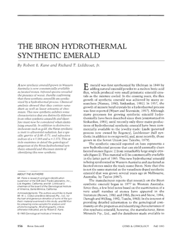 THE BIRON HYDROTHERMAL SYNTHETIC EMERALD by Robert E