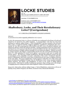 LOCKE STUDIES Vol