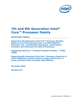 7Th and 8Th Generation Intel® Core™ Processor Family