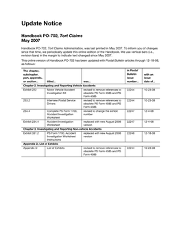 Handbook PO-702, Tort Claims May 2007