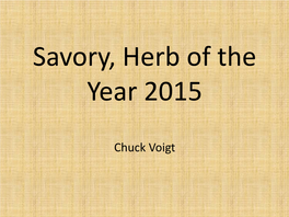 Savory, Herb of the Year 2015