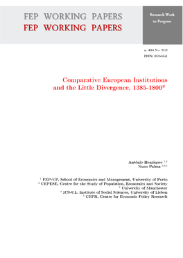 Comparative European Institutions and the Little Divergence, 1385-1800*