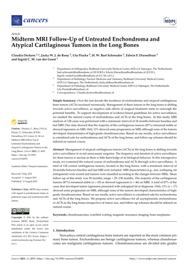 Midterm MRI Follow-Up of Untreated Enchondroma and Atypical Cartilaginous Tumors in the Long Bones