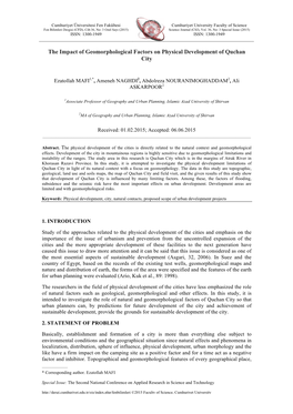 The Impact of Geomorphological Factors on Physical Development of Quchan City