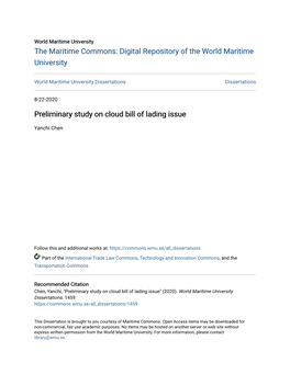 Preliminary Study on Cloud Bill of Lading Issue