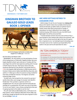 Kingman Brother to Galileo Gold Leads Book 1 Opener