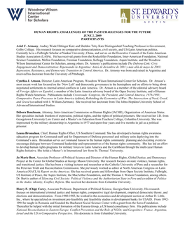 Human Rights: Challenges of the Past/Challenges for the Future June 2, 2009 Participants
