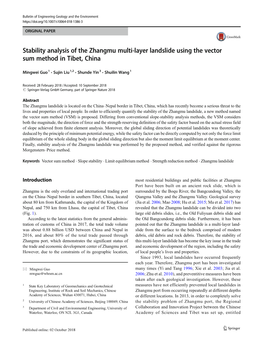 Stability Analysis of the Zhangmu Multi-Layer Landslide Using the Vector Sum Method in Tibet, China