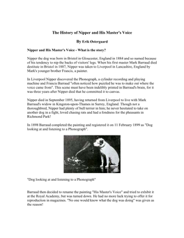 The History of Nipper and His Master's Voice by Erik Østergaard