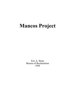 Mancos Project, Colorado, Approved for Construction," the Reclamation Era, December 1940, 353