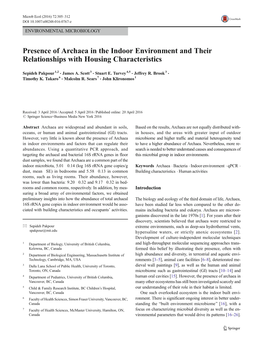 Presence of Archaea in the Indoor Environment and Their Relationships with Housing Characteristics