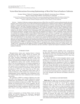 Vector-Host Interactions Governing Epidemiology of West Nile Virus in Southern California