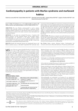 Cardiomyopathy in Patients with Marfan Syndrome and Marfanoid Habitus