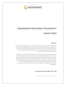 Endowment Investment Philosophy® White Paper