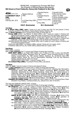 YEARLING, Consigned by Furnace Mill Stud the Property of Richard Moses Bloodstock Will Stand at Park Paddocks, Somerville Paddock U, Box 402