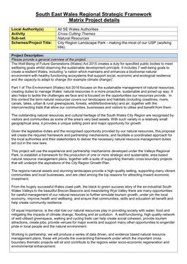 South East Wales Regional Strategic Framework Matrix Project Details