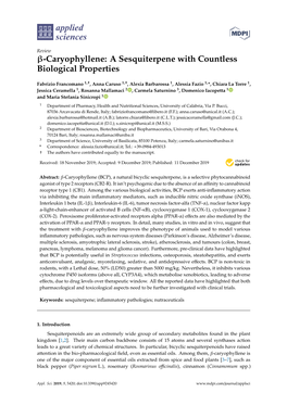 Β-Caryophyllene: a Sesquiterpene with Countless Biological Properties