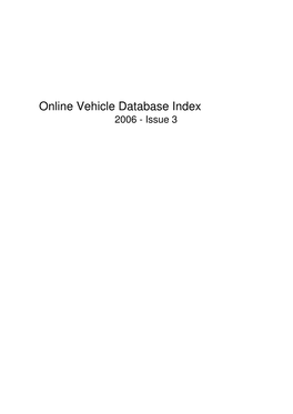 Online Vehicle Database Index 2006 - Issue 3 EXPLANATION VEHICLE TYPE on DATA SHEETS
