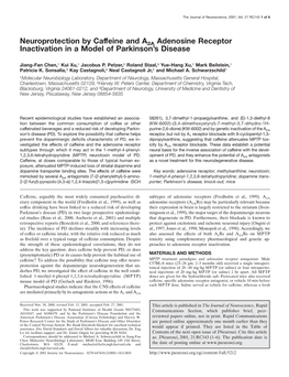 Neuroprotection by Caffeine and A2A Adenosine Receptor Inactivation in a Model of Parkinson’S Disease