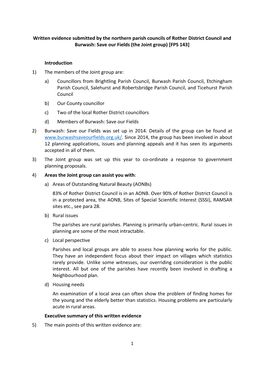 Written Evidence Submitted by the Northern Parish Councils of Rother District Council and Burwash: Save Our Fields (The Joint Group) [FPS 143]