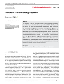 Warfare in an Evolutionary Perspective