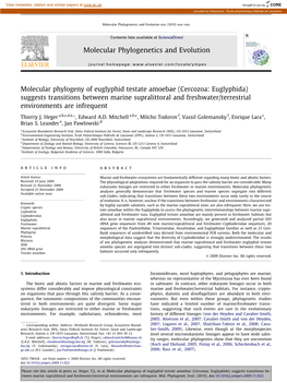 Molecular Phylogeny of Euglyphid Testate Amoebae (Cercozoa: Euglyphida)