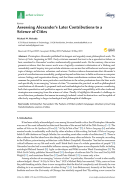 Assessing Alexander's Later Contributions to a Science of Cities