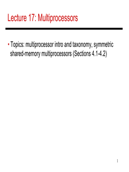 Lecture 17: Multiprocessors