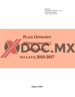 Plan Odnowy Miejscowości Rogowo Na Lata