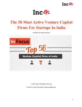 The 58 Most Active Venture Capital Firms for Startups in India