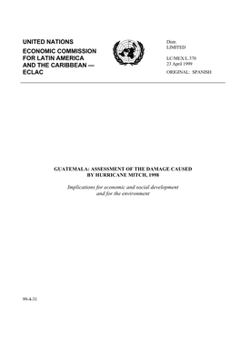 Guatemala: Assessment of the Damage Caused by Hurricane Mitch, 1998
