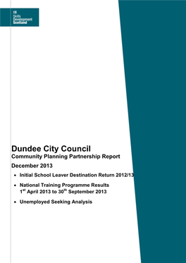 Dundee City Council Community Planning Partnership Report December 2013