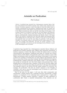 Aristotle on Predication