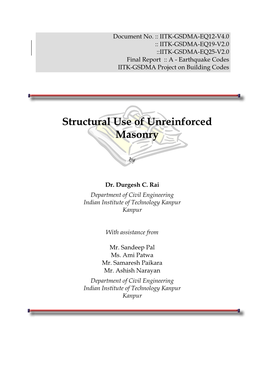 Structural Use of Unreinforced Masonry