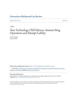 Internet Sting Operations and Attempt Liability Audrey Rogers Pace Law School