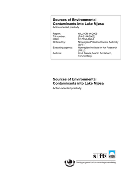 Sources of Environmental Contaminants Into Lake Mjøsa Action-Oriented Prestudy