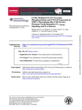 Signaling and IL-6 Release 14/16 Α Pertussis Toxin-Insensitive G THP-1