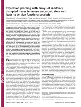 Expression Profiling with Arrays of Randomly Disrupted Genes in Mouse Embryonic Stem Cells Leads to in Vivo Functional Analysis