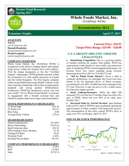 Whole Foods Market, Inc. (NASDAQ: WFM)