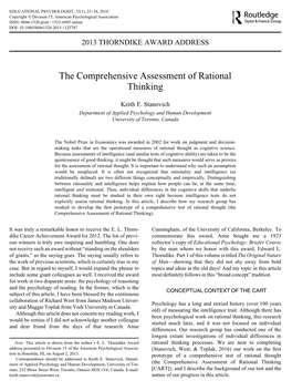 The Comprehensive Assessment of Rational Thinking