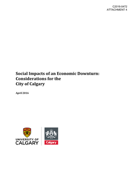 Social Impacts of an Economic Downturn: Considerations for the City of Calgary