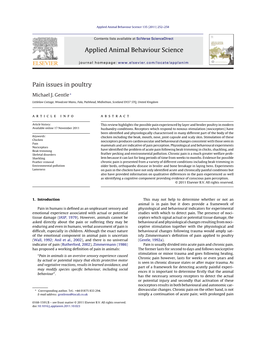 Pain Issues in Poultry