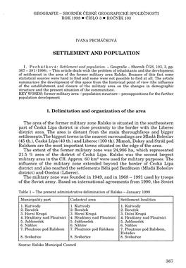 Settlement and Population