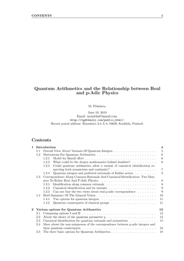 Quantum Arithmetics and the Relationship Between Real and P-Adic Physics